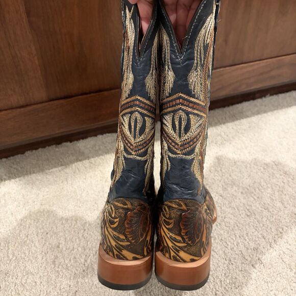 NEW Tanner Mark Jaw Dropper Hand Tooled Western Boots Orix Square Toe Womens 11 - Picture 4 of 13